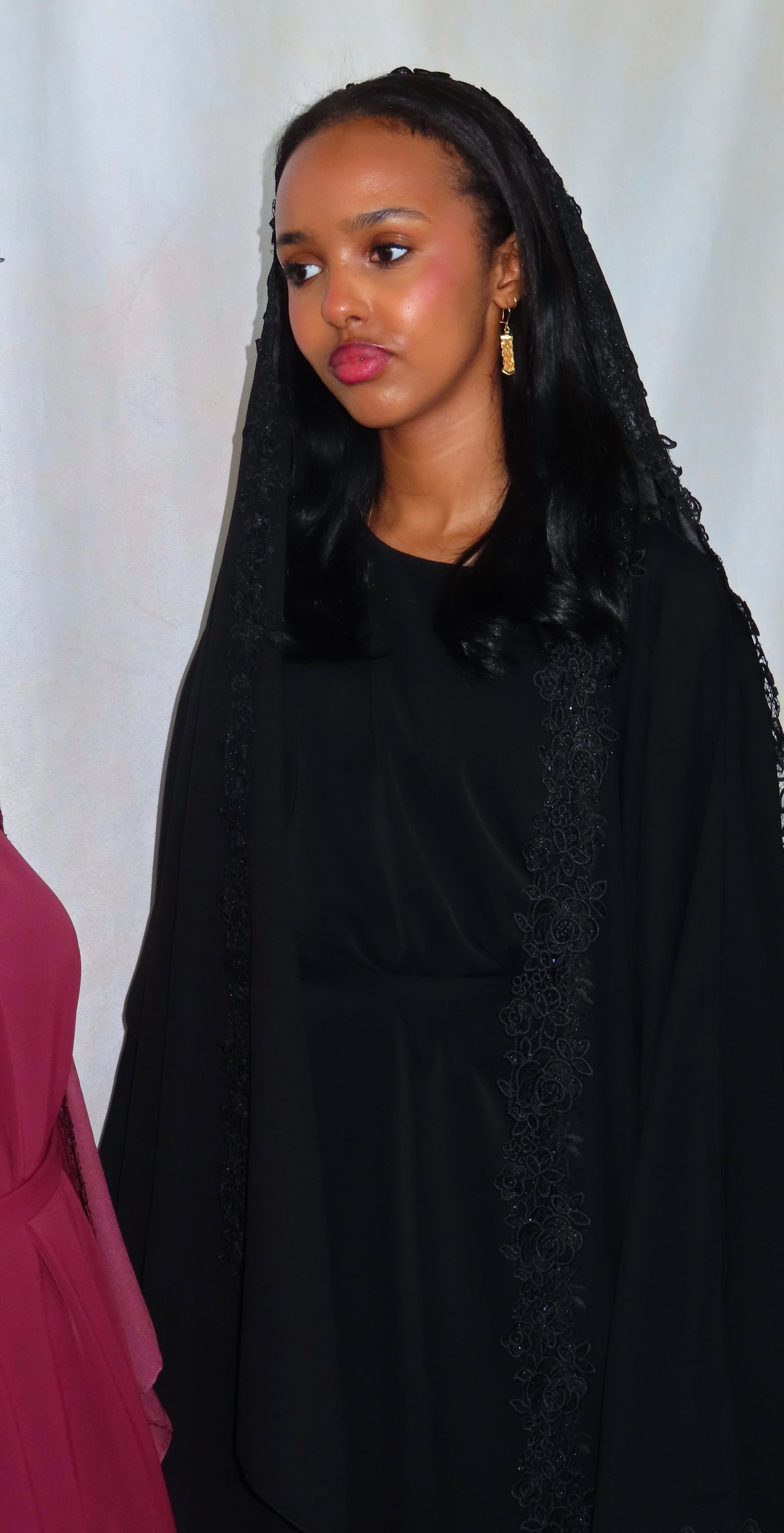 Lace Abaya Set - Black